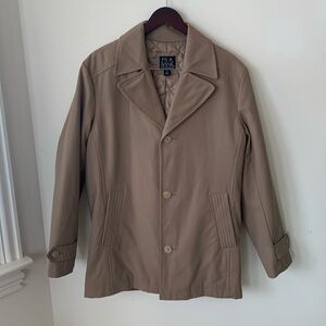 NWOT Jos A Bank Mens Quilted Lined Button Front Car Coat in khak tan SZ M REG